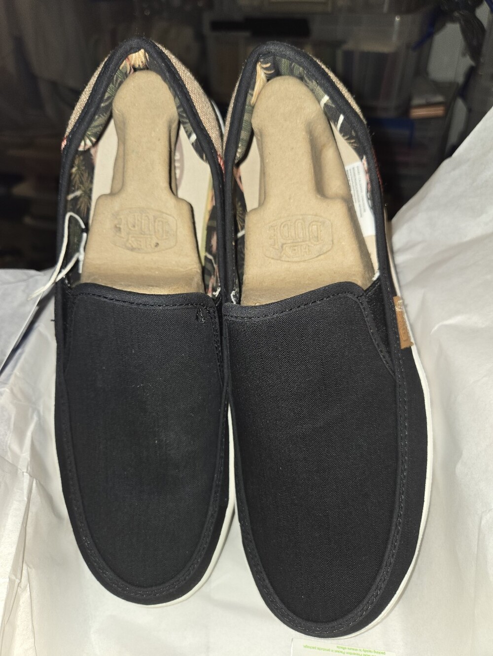 Hey Dude Women's Slip-On Canvas Shoes - Black & Tan - Size 11 NWT